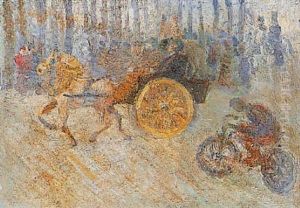 Promenade Au Bois, Caleche Et Cycliste