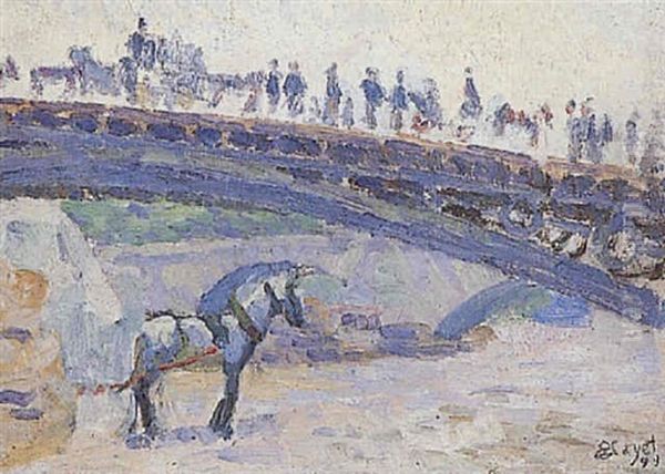 Paris, Quai Anime Et Passerelle Metallique - view 1