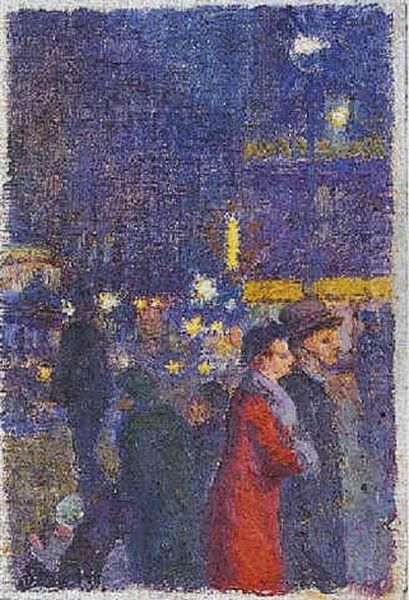 Scene De Rue Parisienne, La Nuit - view 1