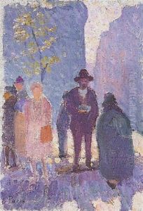 Scene Parisienne, Personnages A Contre-jour by Louis Hayet