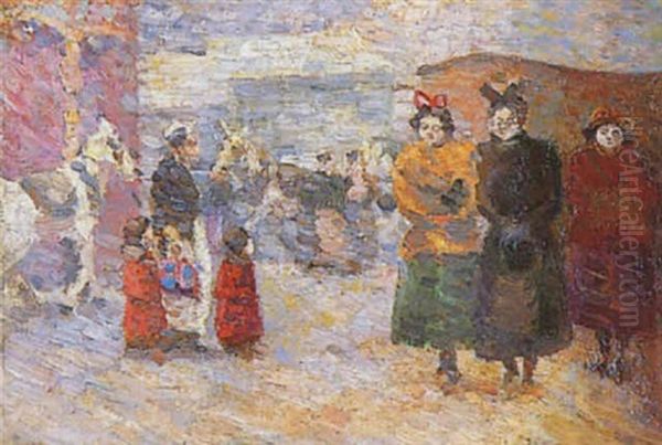Femmes Et Enfants A La Fete Foraine - view 1