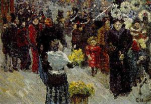 La Fleuriste Sur Les Grands Boulevards A Paris by Louis Hayet