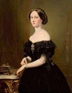 Dreiviertelfiguriges Portrait Einer Eleganten Jungen Dame