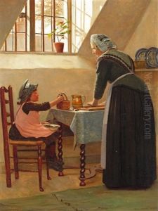 Making Blackberry Pie by Edith Hayllar