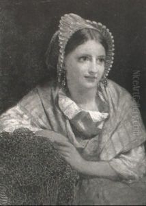 A Young Girl In A Pink Shawl And White Bonnet by James Hayllar