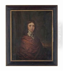Portrait Of A Young Boy, Half-length, In A Brown Wrap And A Lawn Collar