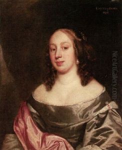 Portrait Of Lady Mary Bertie Wearing A Grey Dress With Red Robes