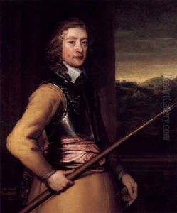 Portrait Of John, 2nd Baron Poulett Wearing A Buff Tunic And Breastplate And Red Sash And Holding A Staff