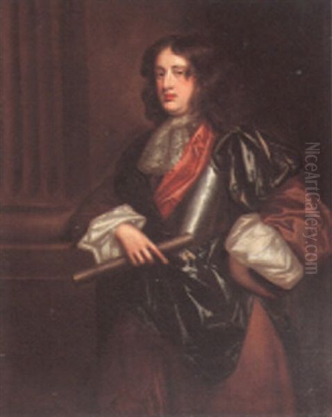 Portrait Of A Gentleman, Beside A Column, Wearing Armor - view 1