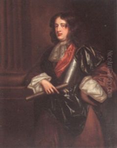 Portrait Of A Gentleman, Beside A Column, Wearing Armor