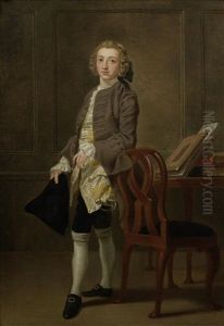 Portrait Of John Barber, Full-length, In A Brown Coat And Yellow Waistcoat, Standing, Holding A Tricorn Hat, In An Interior