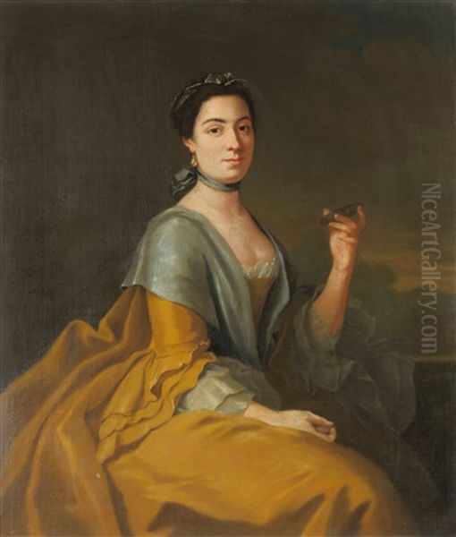Portrait Of Peg Woffington, Seated On A Terrace, Holding An Oyster In Her Left Hand - view 1