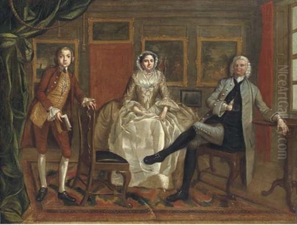 Portrait Of A Family In An Interior - view 1