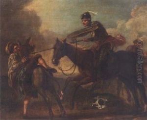 Don Quixote Attacking The Barber To Capture The Basin