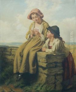 Girl Seated On A Rock Wall by John Haynes-Williams