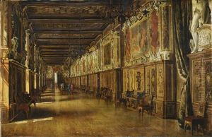 The Francois Ier Gallery In The Fontainebleau Castle by John Haynes-Williams
