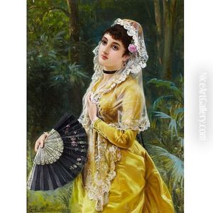 La Rubia (beauty In Yellow Holding A Fan)