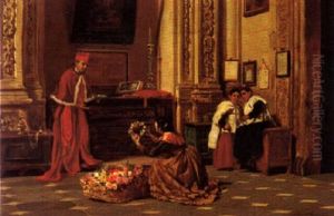 Presenting Flowers To The Cardinal