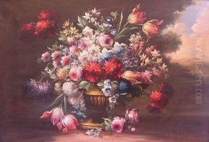 Still Life With Flowers With A Landscape In The Distance