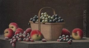 Grapes And Peaches With Basket