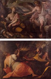 Agar E L'angelo;loth E Le Figlie by Nicolo Bambini