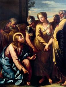 Christus Und Die Ehebrecherin / Cristo E L'adultera by Nicolo Bambini