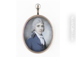A Gentleman, Wearing Blue Double-breasted Coat With Black Collar, White Waistcoat, Chemise, Stock And Tied Cravat, His Hair Powdered by Charles Hayter