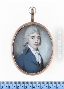 A Gentleman, Wearing Blue Coat With Black Collar And Gold Buttons, White Waistcoat, Chemise, Stock And Cravat, His Hair Powdered