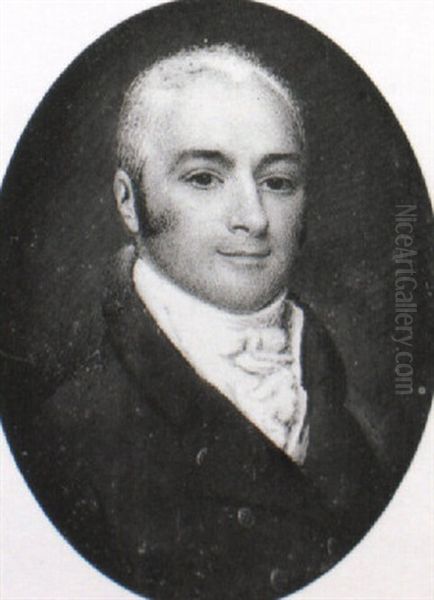 A Gentleman, In Blue Coat, White Waistcoat And Cravat - view 1