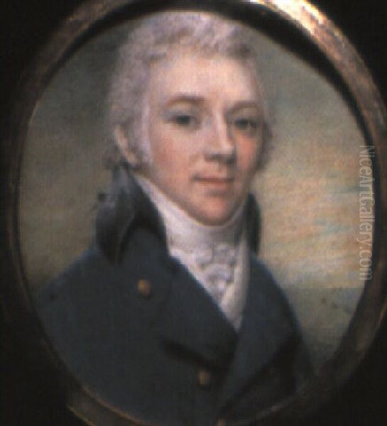 Portrait Of A Gentleman In Blue Coat With Black Collar - view 1