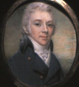 Portrait Of A Gentleman In Blue Coat With Black Collar