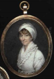 A Lady With Light Brown Hair Wearing A White Turban, Gown   And Fichu