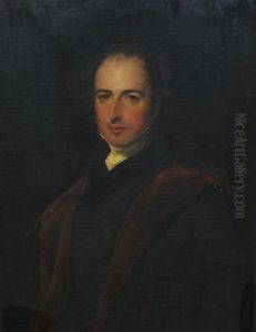 Portrait Of William Hanmer Esquire (1792-1872) Half Length Wearing Period Costume Together With A Red Cape