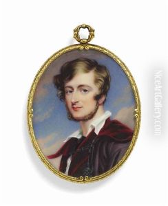 William Craven, 2nd Earl Of Craven (1809-1866), In A Purple Coat Lined With Red Velvet, Red Velvet Waistcoat