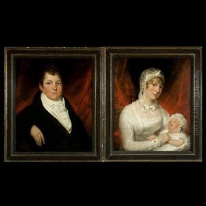 Mother And Child (+ Portrait Of A Gentleman; Pair) by George Hayter