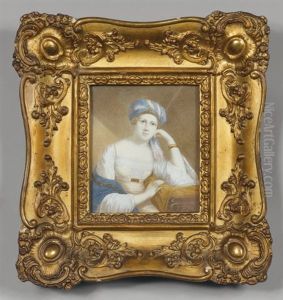 Jeune Femme Au Turban En Robe Blanche Et Bleue
