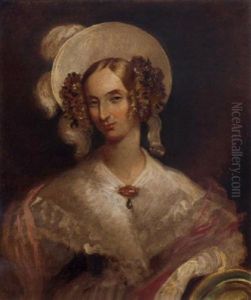 Portrait Of Queen Louise Of Belgium In A White Dress And Hat