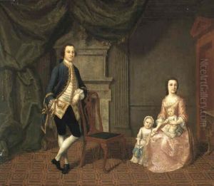Group Portrait Of The Hon. John And Mrs. Smith Barry With Their Two Children by Edward Haytley
