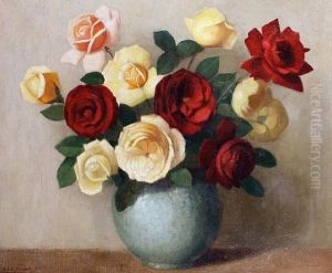 Roses In A Vase by Alfred Frederick William Hayward