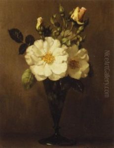Still Life Of Roses In A Glass by Alfred Frederick William Hayward