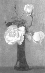 A Still Life Of White Roses In A Vase by Alfred Frederick William Hayward
