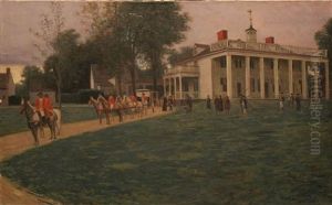Mount Vernon - General Washington Departs From The East Front, Riverside by Arthur Merton Hazard