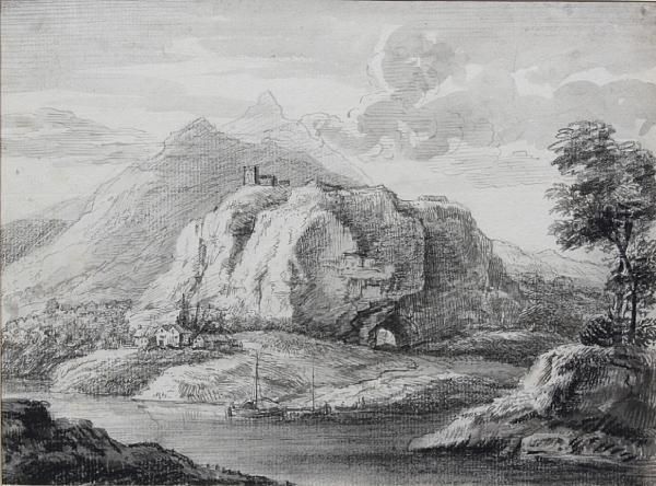 Rocky Promontory Over A River - view 1