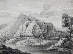 Rocky Promontory Over A River by Coplestone Warre Bampfylde