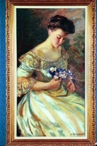 Young Woman With Flowers by Arthur Merton Hazard