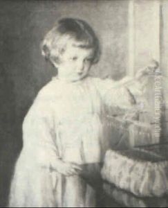 Girl And Parakeets by Mary Brewster Hazelton