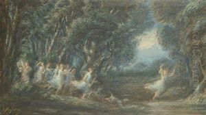 Nimfen In Het Bos by Alfred Hazledine