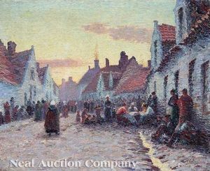 Au Soire, Apres Le Pluie (evening After Rain), Bruges by Alfred Hazledine