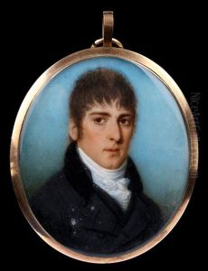 Portrait Of A Gentleman, Wearing Black Coat And Waistcoat With White Cravat