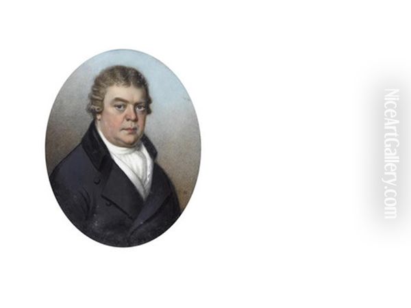 A Gentleman, Wearing Black Coat, White Waistcoat, Chemise, Stock And Cravat, His Natural Wig Worn En Queue - view 1